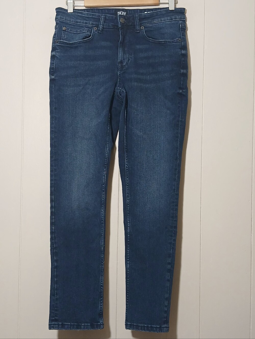 DKNY Men Jeans Bedford Slim Fit 30x30 Blue Dark Wash Stretch Denim Work Casual
